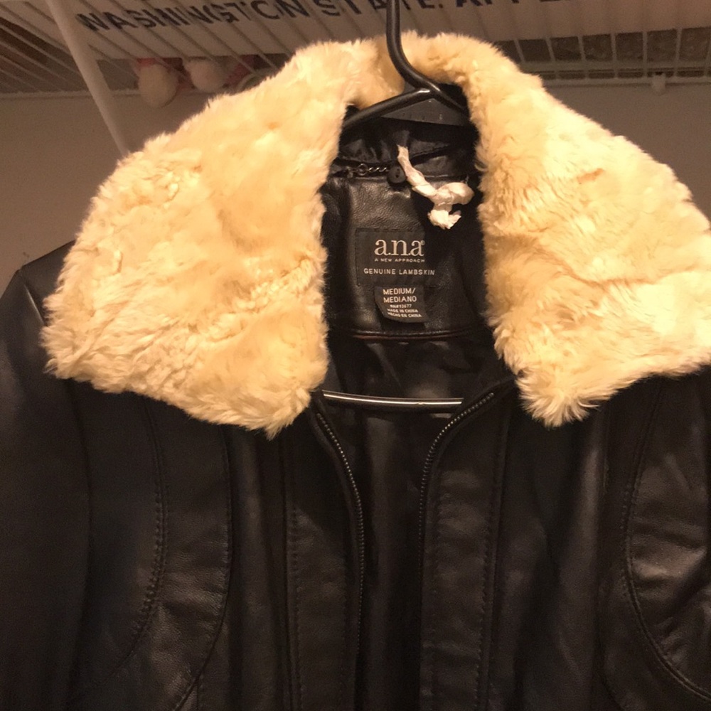A.n.a Genuine Lambskin Black Leather Jacket - Picture 7 of 11
